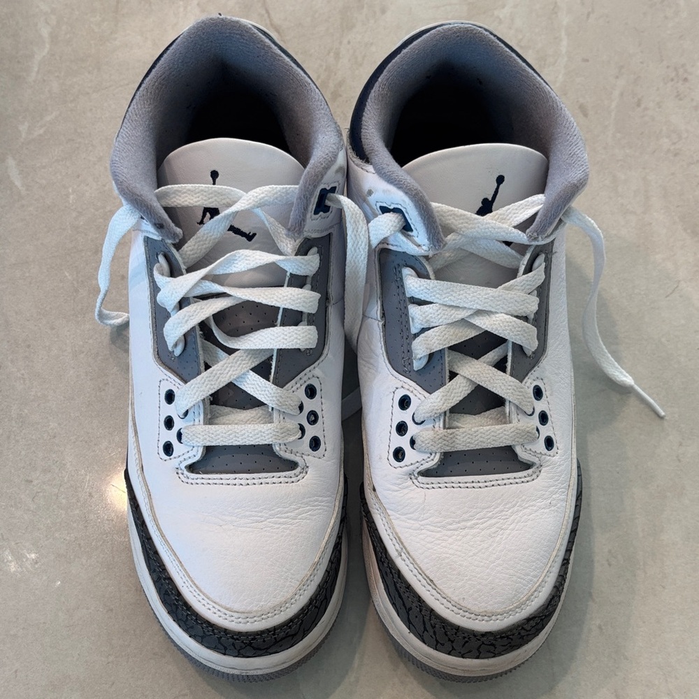 Nike Air Jordan 3 Retro Sneakers White/Midnight Navy 7Y - Picture 5 of 11